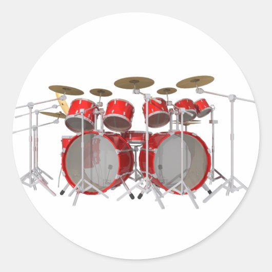 Rood drumkit: 10 stuks: ronde sticker (Voorkant)