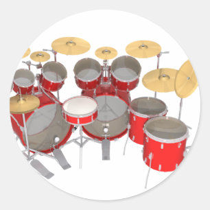 Rood drumkit: 10 stuks: ronde sticker