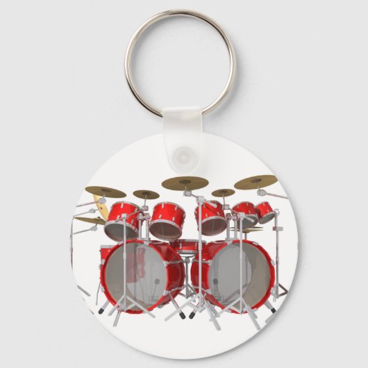 Rood drumkit: 10 stuks: sleutelhanger (Voorkant)