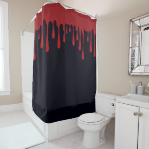 Rood druppelend bloed Zwart Halloween druipt Douchegordijn
