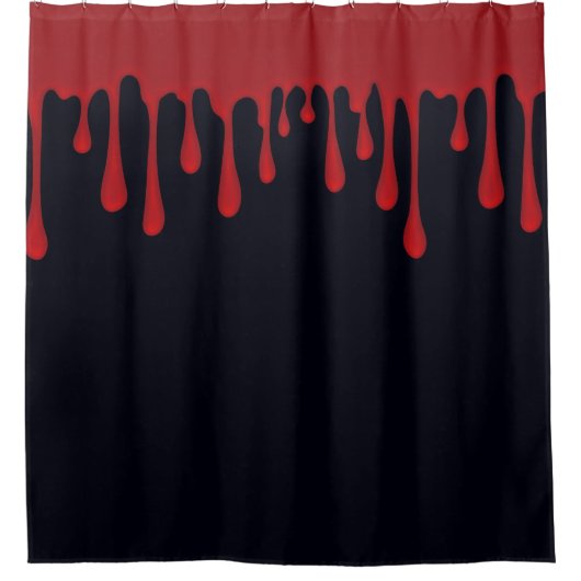 Rood druppelend bloed Zwart Halloween druipt Douchegordijn (Voorkant)