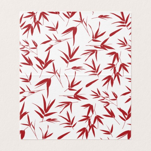 Rood Dubbel Geluk & Bamboe Bruiloft Visitekaartje (Binnenkant ongevouwen)