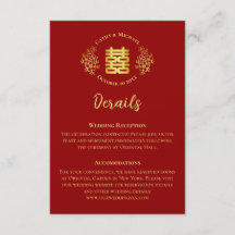 Rood dubbel geluk floral chinese trouwdetail