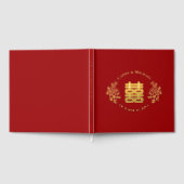 Rood dubbel geluk floral logo chinese bruiloft gastenboek (Volledig)