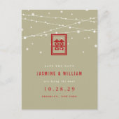 Rood dubbel geluk licht sparen het Briefkaart van (Voorkant)