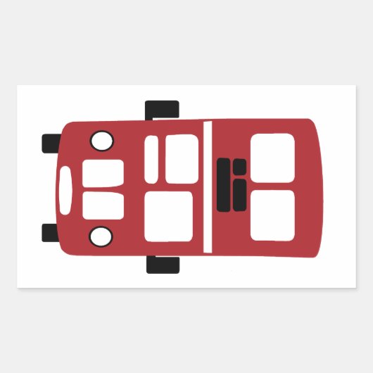 Rood dubbeldeksbus rechthoek sticker (Voorkant)