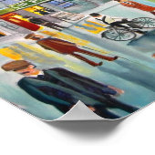 Rood dubbeldeksbus straatschilderij poster (Hoek)