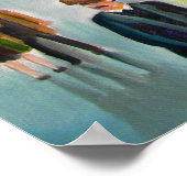 Rood dubbeldeksbus straatschilderij poster (Hoek)