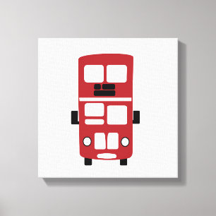 Rood, dubbellaagse bus aangepast doek canvas afdruk