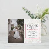 Rood Duitsland trouwfoto dank u Bedankkaart (Staand voorkant)