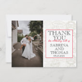 Rood Duitsland trouwfoto dank u Bedankkaart (Voorkant)