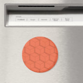 Rood, dynamisch, retro, cool trendkubus lijnpatroo magneet (Insitu (Vaatwasser))