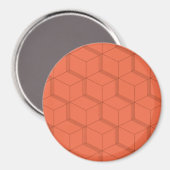 Rood, dynamisch, retro, cool trendkubus lijnpatroo magneet (Voorkant / Achterkant)