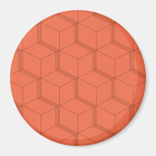 Rood, dynamisch, retro, cool trendkubus lijnpatroo magneet