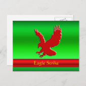 Rood Eagle met reliëf op groen metaaleffect Briefkaart (Voorkant / Achterkant)