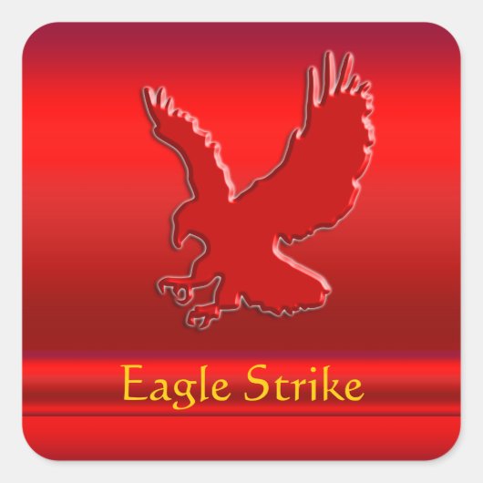 Rood Eagle met reliëf op rood metaaleffect Vierkante Sticker (Voorkant)