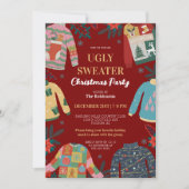 Rood Echt Lelijk Kersttrui Vakantie Feest Kaart (Voorkant)