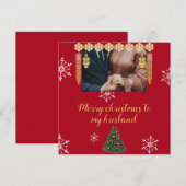 Rood Een foto Vrolijk kerstfeest Feestdagenkaart (Voorkant / Achterkant)