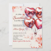 Rood Een Little Sweetheart Ballonnen & boog baby s Kaart (Voorkant)