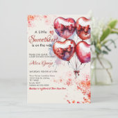Rood Een Little Sweetheart Ballonnen & boog baby s Kaart (Staand voorkant)