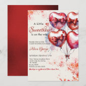 Rood Een Little Sweetheart Ballonnen & boog baby s Kaart (Voorkant / Achterkant)