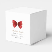 Rood Eenvoudig Modern Waterverf Bow-Baby shower Bedankdoosjes (Achterkant)