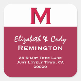 ROOD Eenvoudig Monogram M of Om het even welk Init Vierkante Sticker