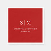 Rood Eenvoudig Paar Initialen bruiloft Servet (Voorkant)