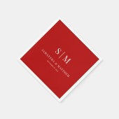 Rood Eenvoudig Paar Initialen bruiloft Servet (Hoek)