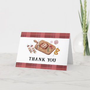 Rood Eenvoudig Plaid Country Baby Q Baby shower Bedankkaart