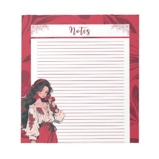 Rood Eenvoudig Schattige Anime Boho Notitieblok