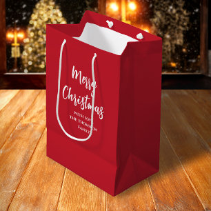 Rood Eenvoudig Vrolijk Kerstmis Custom Medium Cadeauzakje