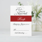 Rood Eet, Drink, Trouw Huwelijks RSVP (Staand voorkant)