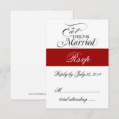 Rood Eet, Drink, Trouw Huwelijks RSVP (Voorkant / Achterkant)