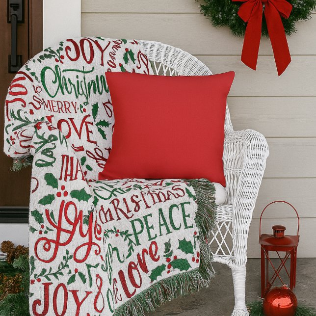 Rood Effen Kleur Outdoor Kussen (“Add festive red to your porch with this cozy pillow perfect with holiday throws to welcome guests.”)