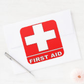 Rood EHBO-teken Vierkante Sticker (Envelop)