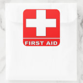 Rood EHBO-teken Vierkante Sticker (Tas)