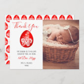 Rood Eier- en Gemberfeestje BEDANKT FOTO Kaart (Voorkant / Achterkant)