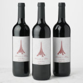 Rood Eiffeltoren Damask Weddenschap Wine Label Wijn Etiket (Flessen)