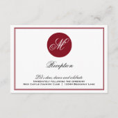 Rood Elegaant Schrift Monogram Ontvangstkaart Informatiekaartje (Voorkant)