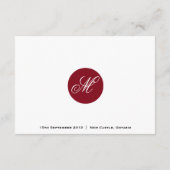 Rood Elegaant Schrift Monogram Ontvangstkaart Informatiekaartje (Achterkant)