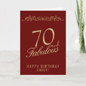 Rood Elegant 70 en Fabulous Ornament 70th Verjaard Kaart (Voorkant)