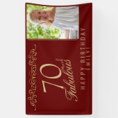 Rood Elegant 70 en Fabulous Verjaardag Foto Spandoek (Verticaal)