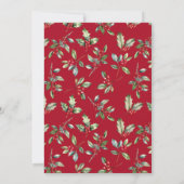 Rood Elegant Botanisch Script Vakantie Party Kaart (Achterkant)