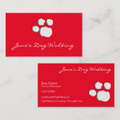 Rood Elegant Dog Walking Paw Print Visitekaartje (Voorkant / Achterkant)