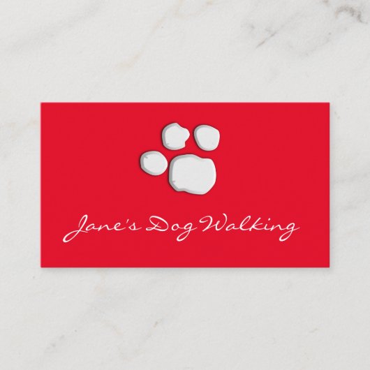 Rood Elegant Dog Walking Paw Print Visitekaartje (Voorkant)
