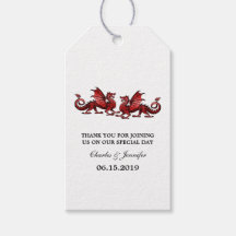Rood Elegant Dragons Weddenschap Gift Labels