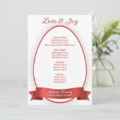 Rood Elegant Eenvoudig Paasei Brunch Diner Menu (Staand voorkant)