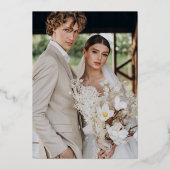 Rood Elegant Folie Script Fotobruiloft Folie Uitnodiging (Achterkant)