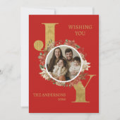 Rood Elegant Foto Kerstmis Feestdagenkaart (Voorkant)